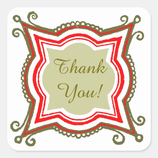 Gold Red Custom Dank u Stickers (Voorkant)