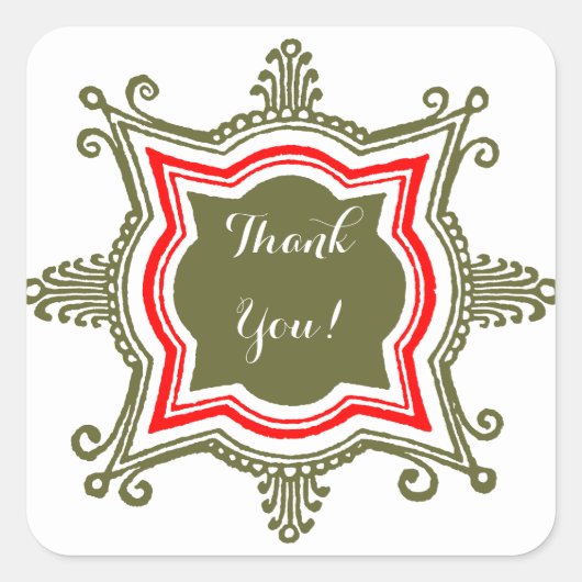 Gold Red Custom Dank u Stickers (Voorkant)