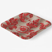Gold Red Damask Papieren Bordje (Gebogen)