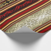Gold, Red Damask Victoriaans stripe Wrapping Paper Cadeaupapier (Hoek)