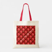 Gold Red Diamond Tufted Leather Custom Text Name Tote Bag (Achterkant)