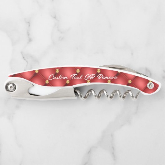 Gold Red Diamonds Custom Text Ober's Kurkentrekker (Voorkant)