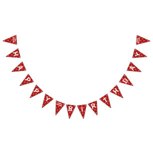 Gold Red Diamonds Luxury Birthday Bunting Flags Vlaggetjes