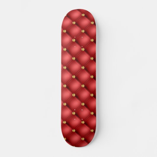 Gold Red Diamonds Tufted Leather Skateboard - Gift (Voorkant)