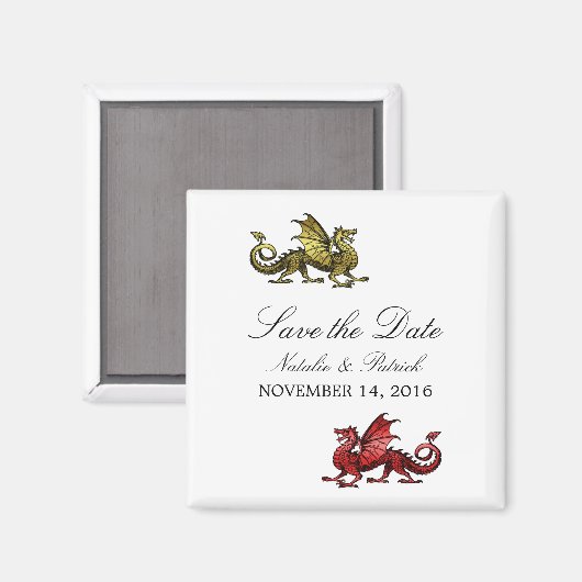 Gold Red Dragon bewaart de Date Magnet (Voorkant / Achterkant)