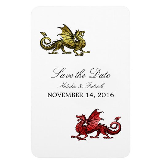 Gold Red Dragon bewaart de Date Magnet Magneet (Verticaal)