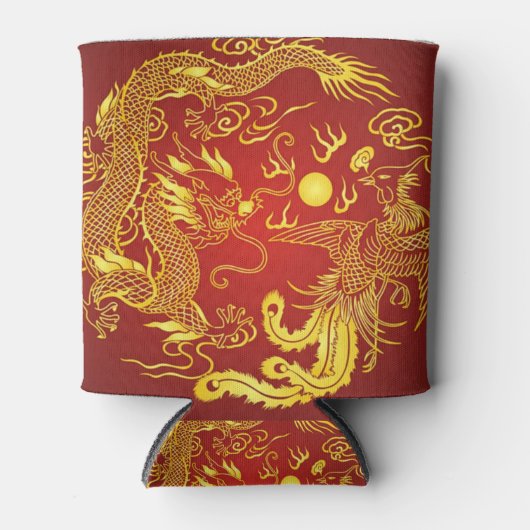 Gold Red Dragon Phoenix Chinese Weddenschap Favor Blikjeskoeler (Voorkant)