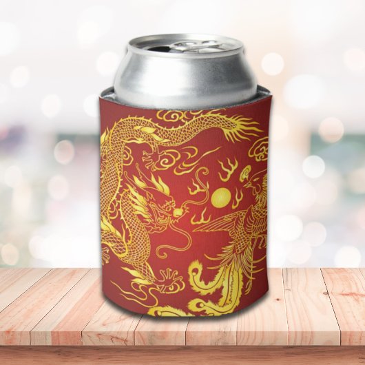 Gold Red Dragon Phoenix Chinese Weddenschap Favor Blikjeskoeler