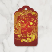 Gold Red Dragon Phoenix Chinese Weddenschap Favor Cadeaulabels (Achterkant)