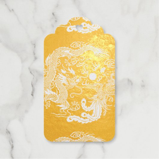 Gold Red Dragon Phoenix Chinese Weddenschap Favor Cadeaulabels (Voorkant)
