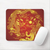 Gold Red Dragon Phoenix Chinese Weddenschap Favor Muismat (Met muis)