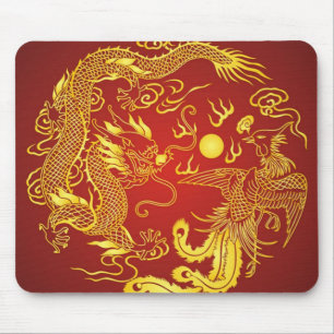 Gold Red Dragon Phoenix Chinese Weddenschap Favor Muismat