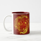 Gold Red Dragon Phoenix Chinese Weddenschap Favor Tweekleurige Koffiemok (Links)