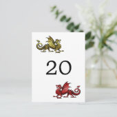 Gold Red Dragon Table Number Briefkaart (Staand voorkant)
