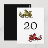 Gold Red Dragon Table Number Briefkaart (Voorkant / Achterkant)