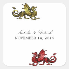 Gold Red Dragon Weddenschappen Vierkante Sticker