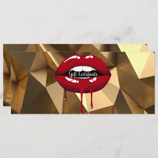 Gold Red Driving Lips Makeup Cadeaubon Kaart (Voorkant / Achterkant)