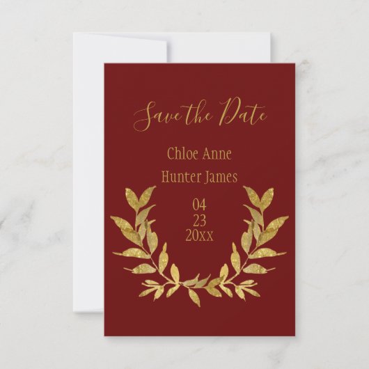 Gold Red Elegant Save The Date (Voorkant)