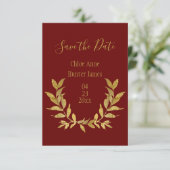 Gold Red Elegant Save The Date (Staand voorkant)