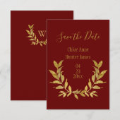 Gold Red Elegant Save The Date (Voorkant / Achterkant)