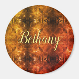 Gold Red Elegant Textured Glass look Custom Name Magneet