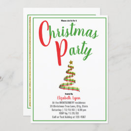 Gold, Red en Green Kerstparty Uitnodiging