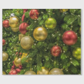 Gold Red- en Green-kerstversieringen Cadeaupapier (Vlak)