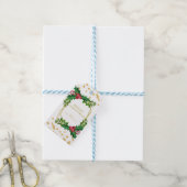 Gold Red Family Merry kerst Holly Glitter Cadeaulabel (Met Touw)