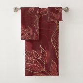 Gold Red Floral Bad Handdoek (Insitu)