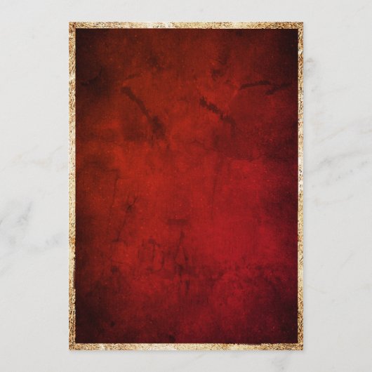 Gold Red Floral Rustic Script Wedding Kaart (Achterkant)