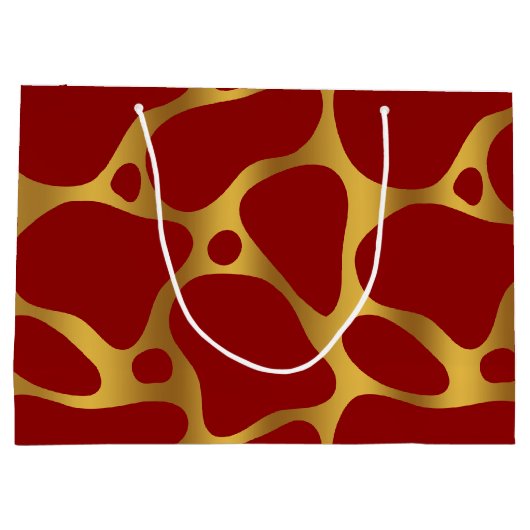 Gold & Red Giraffe Pattern Grote Cadeautas (Achterkant)