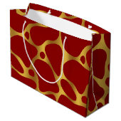 Gold & Red Giraffe Pattern Grote Cadeautas (Achterkant Gekanteld)