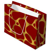 Gold & Red Giraffe Pattern Grote Cadeautas (Voorkant Gekanteld)
