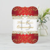 Gold Red  Glamor Quinceanera Kaart (Staand voorkant)