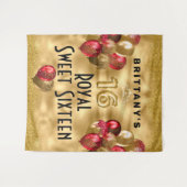 Gold Red Glitter Balloons Royal Sweet 16 Tapestry Wandkleed (Voorkant (horizontaal))