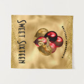 Gold Red Glitter Balloons Sweet 16 16th Birthday Wandkleed (Voorkant (horizontaal))
