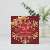 Gold Red Glitter en lint | Kerstfeestdag Kaart (Staand voorkant)