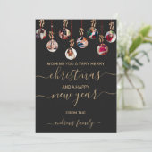 Gold Red Glitter Hanging Ornament - Kerstmis Feestdagenkaart (Staand voorkant)