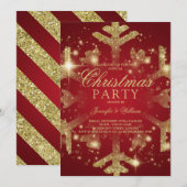 Gold & Red Glitter Snowflake Xmas Holiday Kaart (Voorkant / Achterkant)