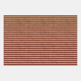 Gold Red Glitter Stripes Inpakpapier Vel
