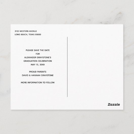 Gold Red Gradup Cap bespaart de datum Briefkaart (Achterkant)