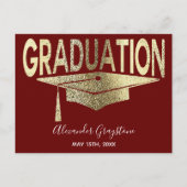 Gold Red Gradup Cap bespaart de datum Briefkaart (Voorkant)