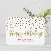 Gold Red Green Confetti kerstKaarten Business Feestdagenkaart (Staand voorkant)