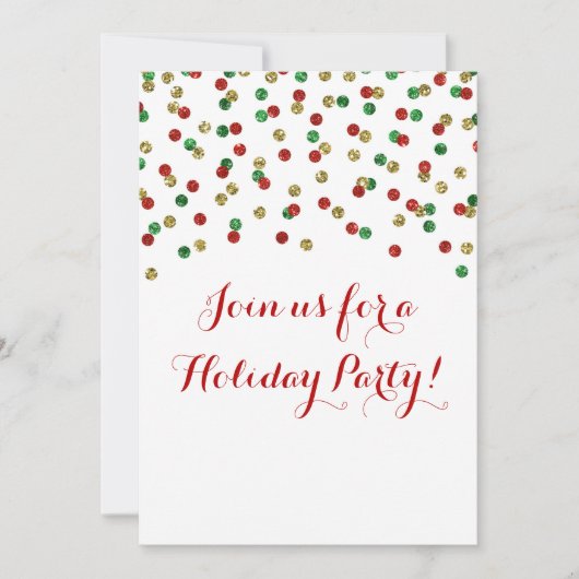 Gold Red Green Glitter Confetti Kerstfeest Kaart (Voorkant)