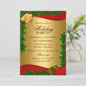 Gold Red Green Holly verliest kerstfeestdag Kaart (Staand voorkant)