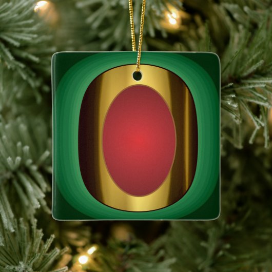  Gold Red Green-keramisch Ornament (Boom)