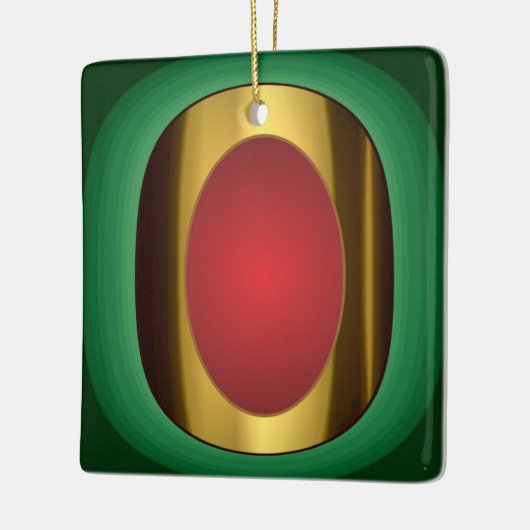 Gold Red Green-keramisch Ornament (Links)