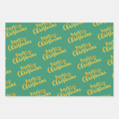 Gold Red Green Merry Prettige feestdagen kerst Inpakpapier Vel (Voorkant 2)