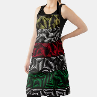 Gold Red Green White Tribal Maze Pan African Schort