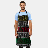 Gold Red Green White Tribal Maze Pan African Schort (Gedragen)